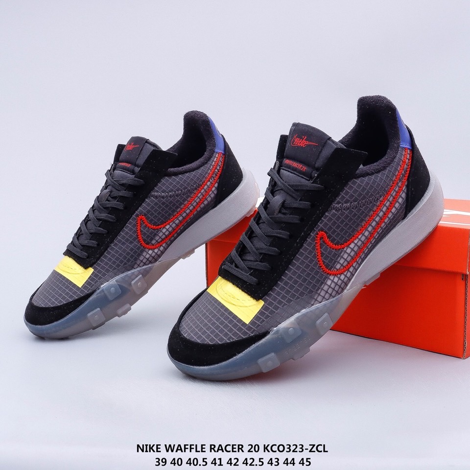 Nike Waffle Racer 20 KCO Black Grey Red Shoes - Click Image to Close